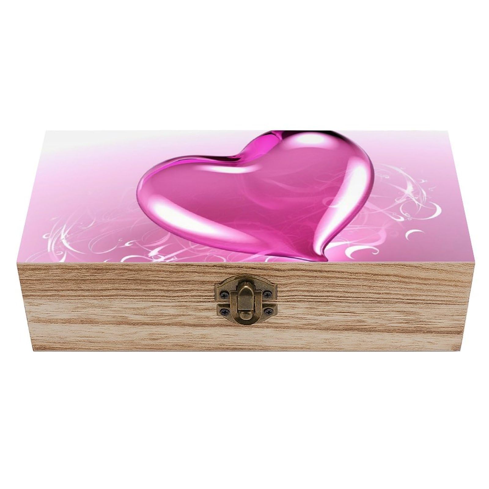 FekiLoot Heart Wooden Keepsake Box Decorative Wood Storage Organizer with Hinged Lid Large Handmade Boxes Wedding Memory Treasure Box for Jewelry Photos Stamps Crafts