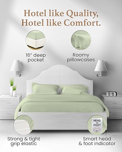 Miniatura 4 de Juego de sábanas tamaño Queen de 4 piezas, 1000 hilos, 100% algodón egipcio, sábanas de satén de lujo estilo hotel, algodón de fibra larga, 1 sábana