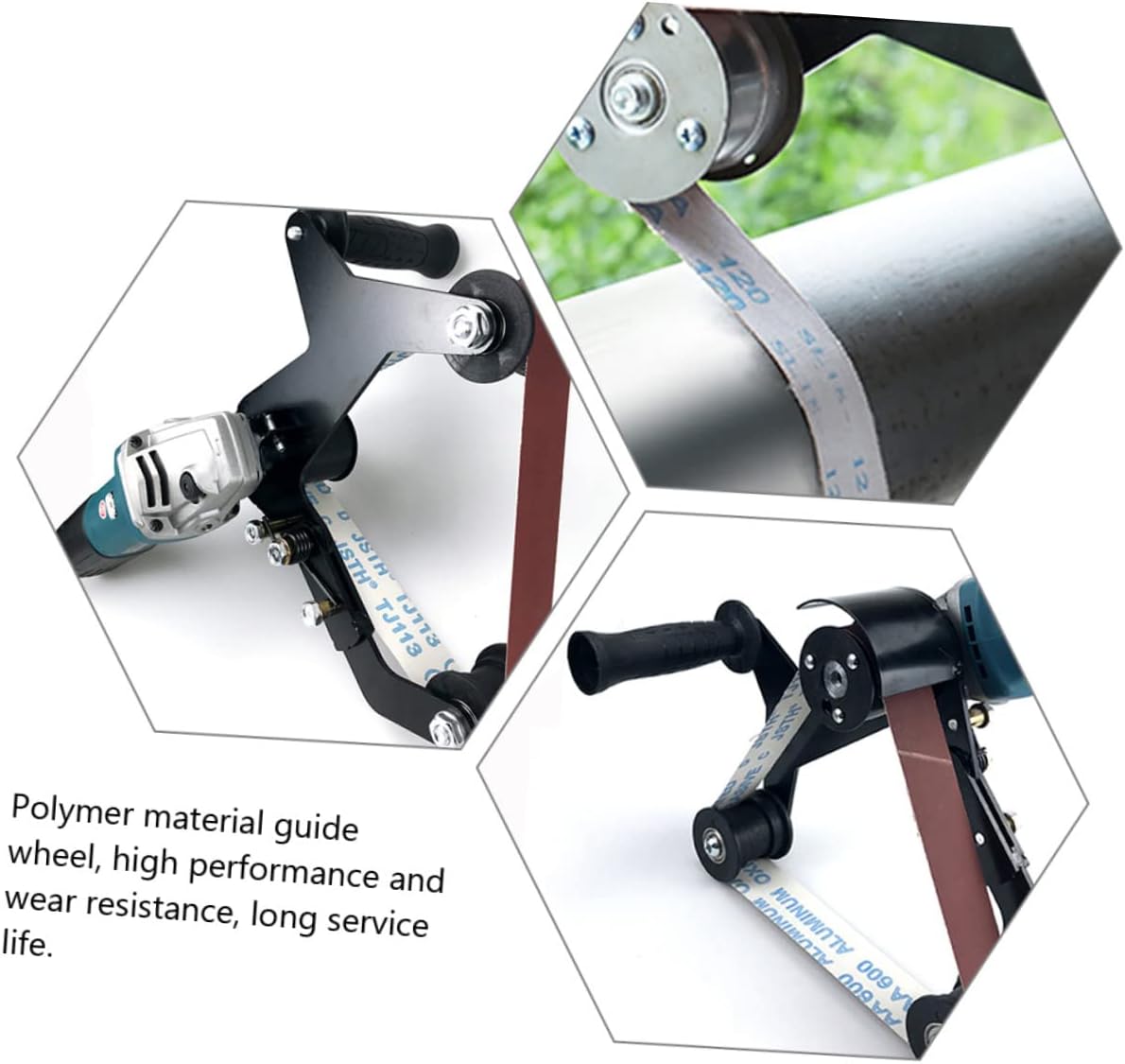 Tofficu Mini Belt Sander Polishing Machine Cordless Handheld Sander Kit for Woodworking Stainless Steel Tube Sanding Attachment