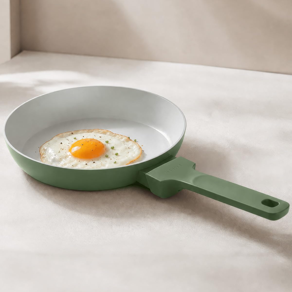 Ember Cookware Arcilla Ceramic Egg & Omelette Pan 20 cm | 5-Year Warranty | 75% Less Oil Usage | Lightweight, Non-Toxic Non-Stick Ceramic Frypan | Gas Compatible | ISI Certified | Green-image-22
