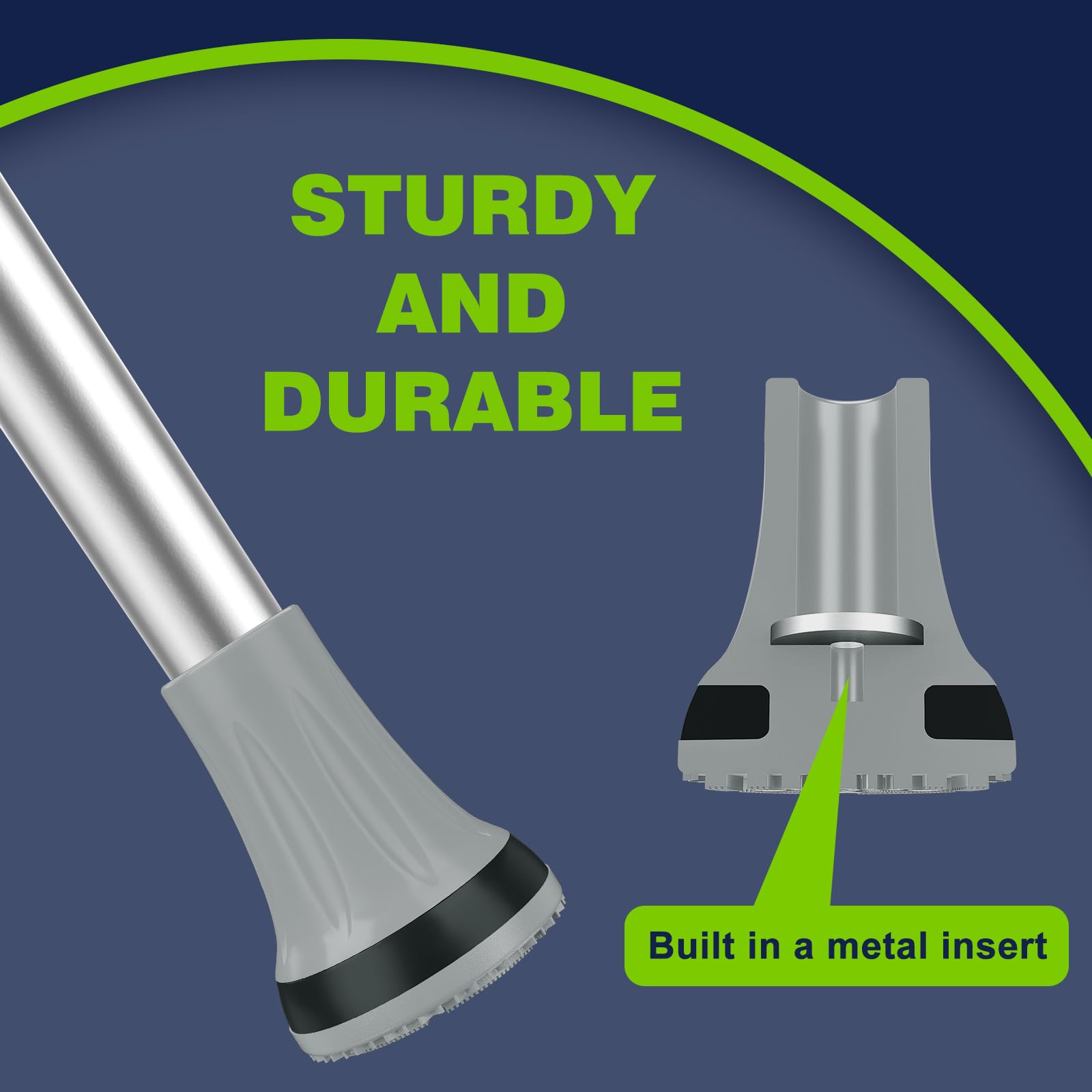 supregear Gommini per Bastoni Antiscivolo (18mm-19mm, x 2 unità), Puntali e Piedini in Gomma Resistente per Tutti Terreni Grip Estremo Tappo per Piedi per Canne, Stampelle e Bastoni, Grigio Chiaro