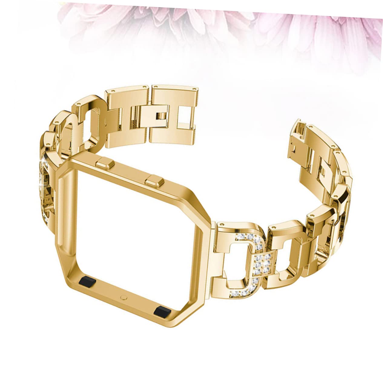 VILLCASE Correa Inoxidable para Rhinestones y Marco de Banda de Repuesto Elegante y Deportiva Compatible con Smartwatch Dorado