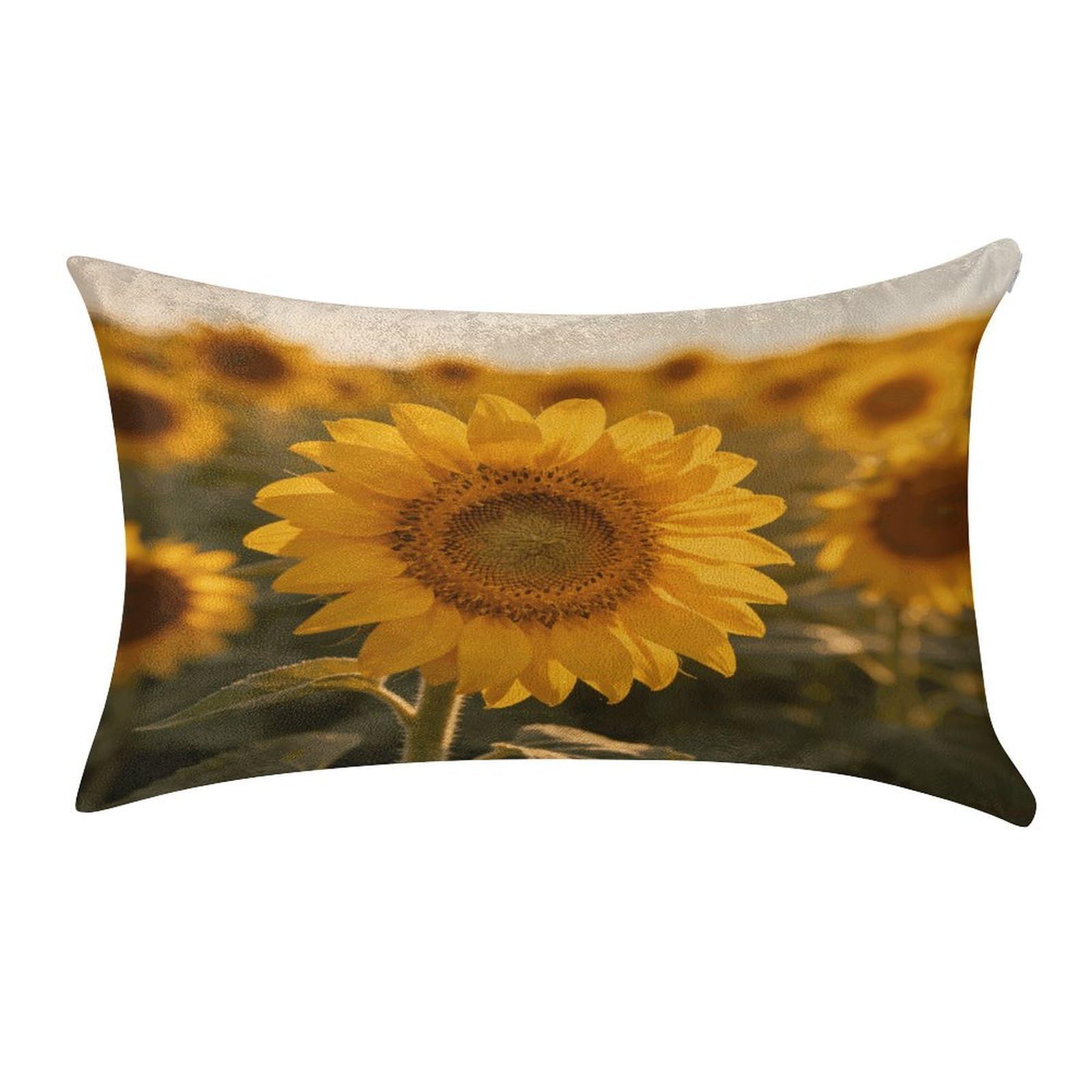 Fodpand Style Sunflower Pillowcase,Elegant Designed Home Decor,Velvet Pillowcase,Soft And Cozy,Pillow Case Cover With Hidden Zipper For Bedroom, Sofa, Couch