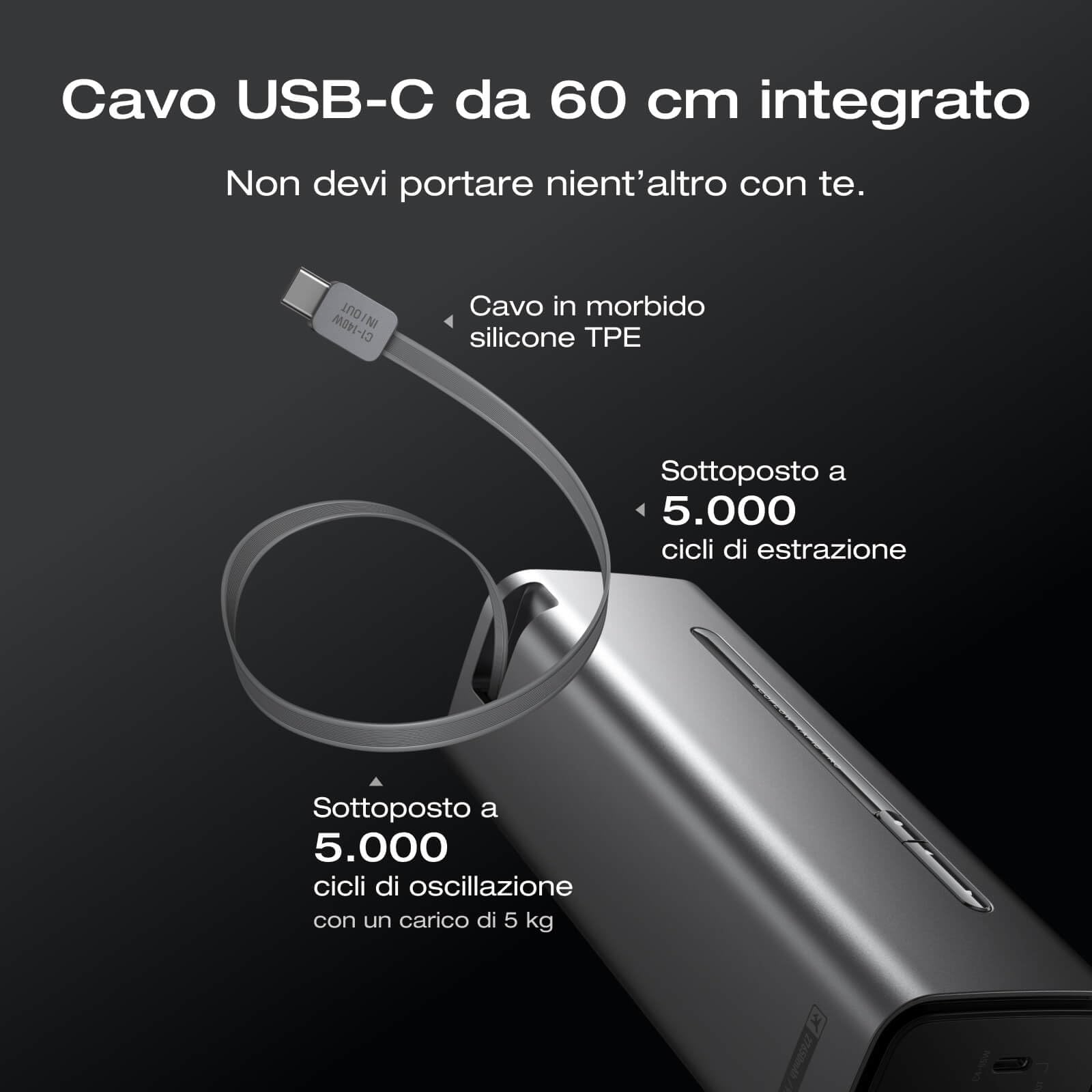 EcoFlow RAPID Pro Power Bank 99.54Wh 300W con Cavo Integrato 140W Caricabatterie Portatile Ricarica Rapida 4 Porte Laptop Power Bank per iPhone 17/16 Series, MacBook, Samsung, iPad, DJI, Steamdeck