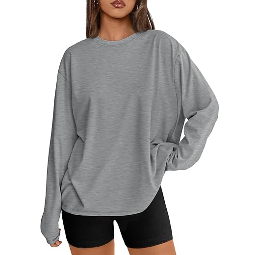 Trendy Queen Womens Oversized Long Sleeve T Shirts 2025 Basic Crewneck Tee Fall Tops Casual Workout Y2K Clothes