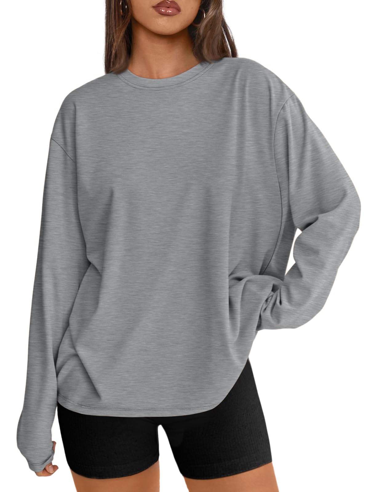 Trendy Queen Womens Oversized Long Sleeve T Shirts 2025 Basic Crewneck Tee Fall Tops Casual Workout Y2K Clothes