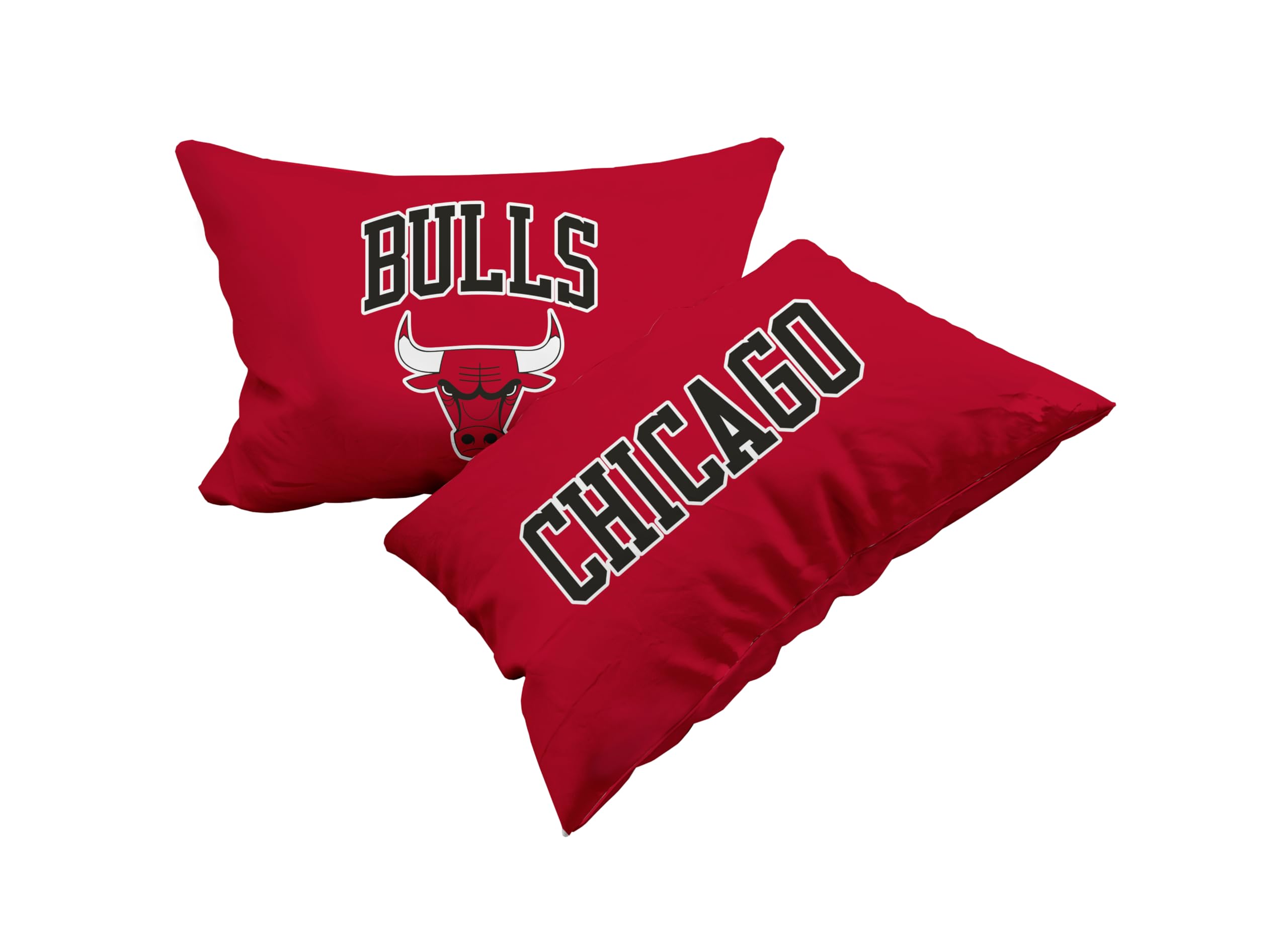 hermet NBA Bettwäsche-Set für Einzelbett, Bettlaken, Spannbetttuch, Kissenbezug, 100% Baumwolle, Bulls, offizielles Produkt
