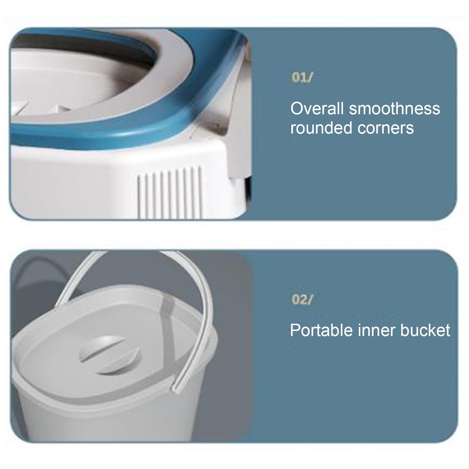 Toilette Comodino per Anziani con mobilità Limitata, WC Portatile Alla Turca con Cuscinetto Antiscivolo per Camera Letto, Braccioli Rimovibili, Sedile in Pelle PU, Doppio