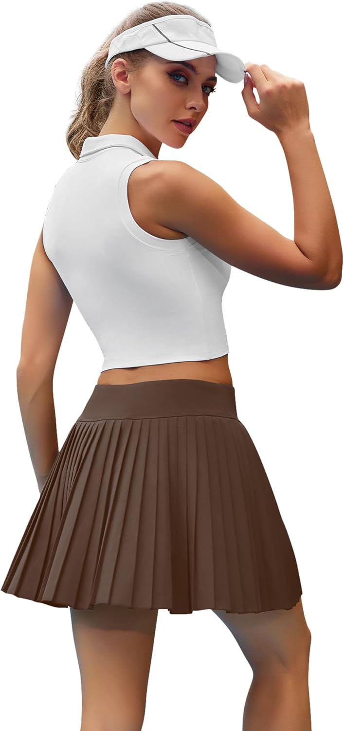 Womens Pleated Tennis Skirts with Pocket Shorts High Waisted Skorts Lightweight Golf Skirt Flowy Athletic Skort - Image 4