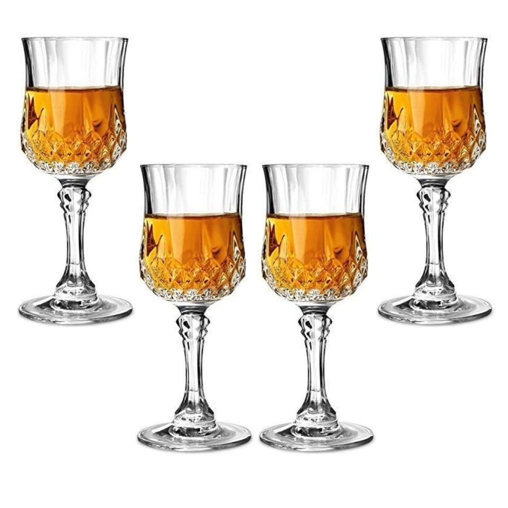 Stemless Wine Glass Red & White Wine Glasses for Party, Long Stem Brandy Glass Hand Blown Crystal Housewarming Gifts Lead-Free, Wine Accessories(160 ML; Set of 4)