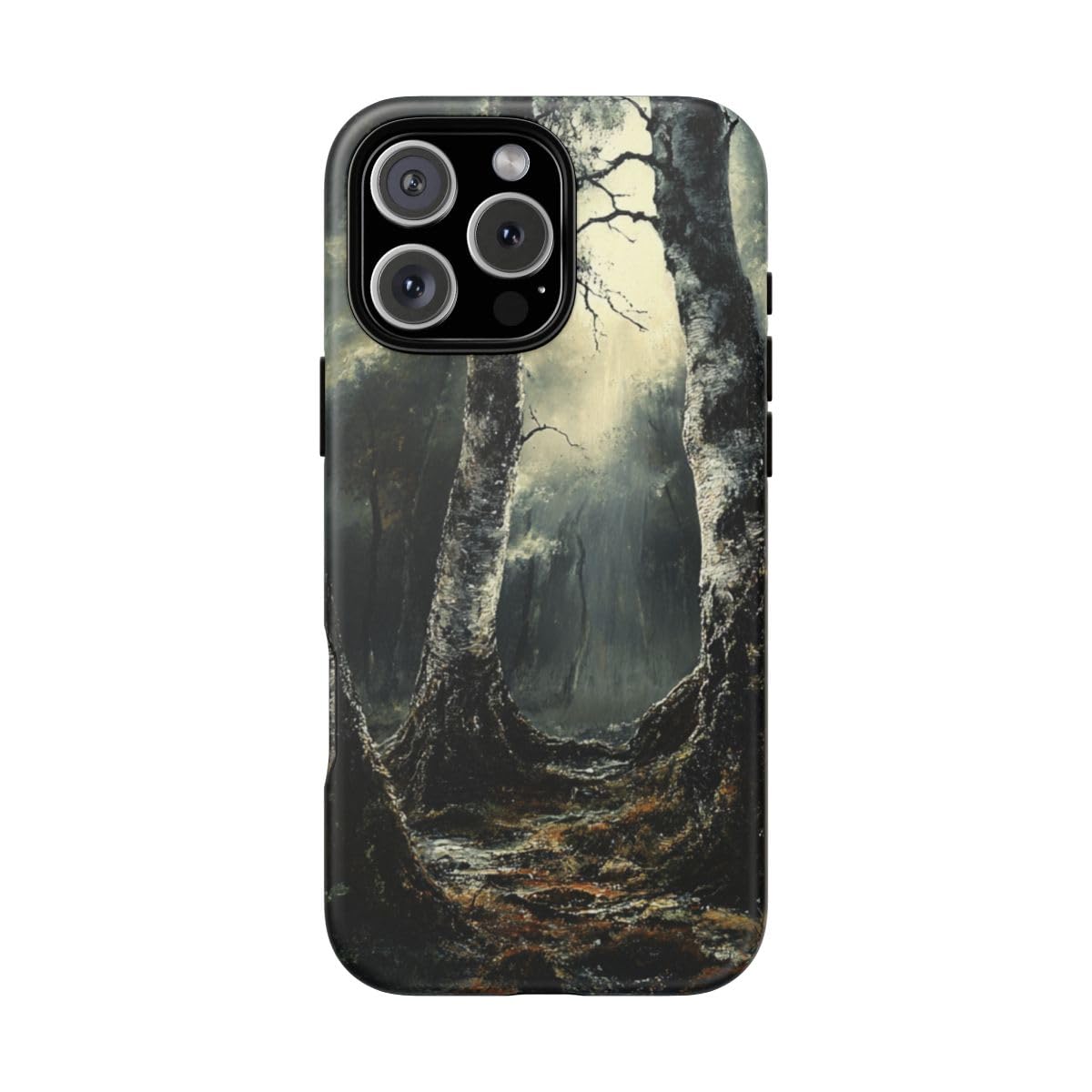 Coque rigide mate iPhone 16 Pro Max design forêt de bouleau premium