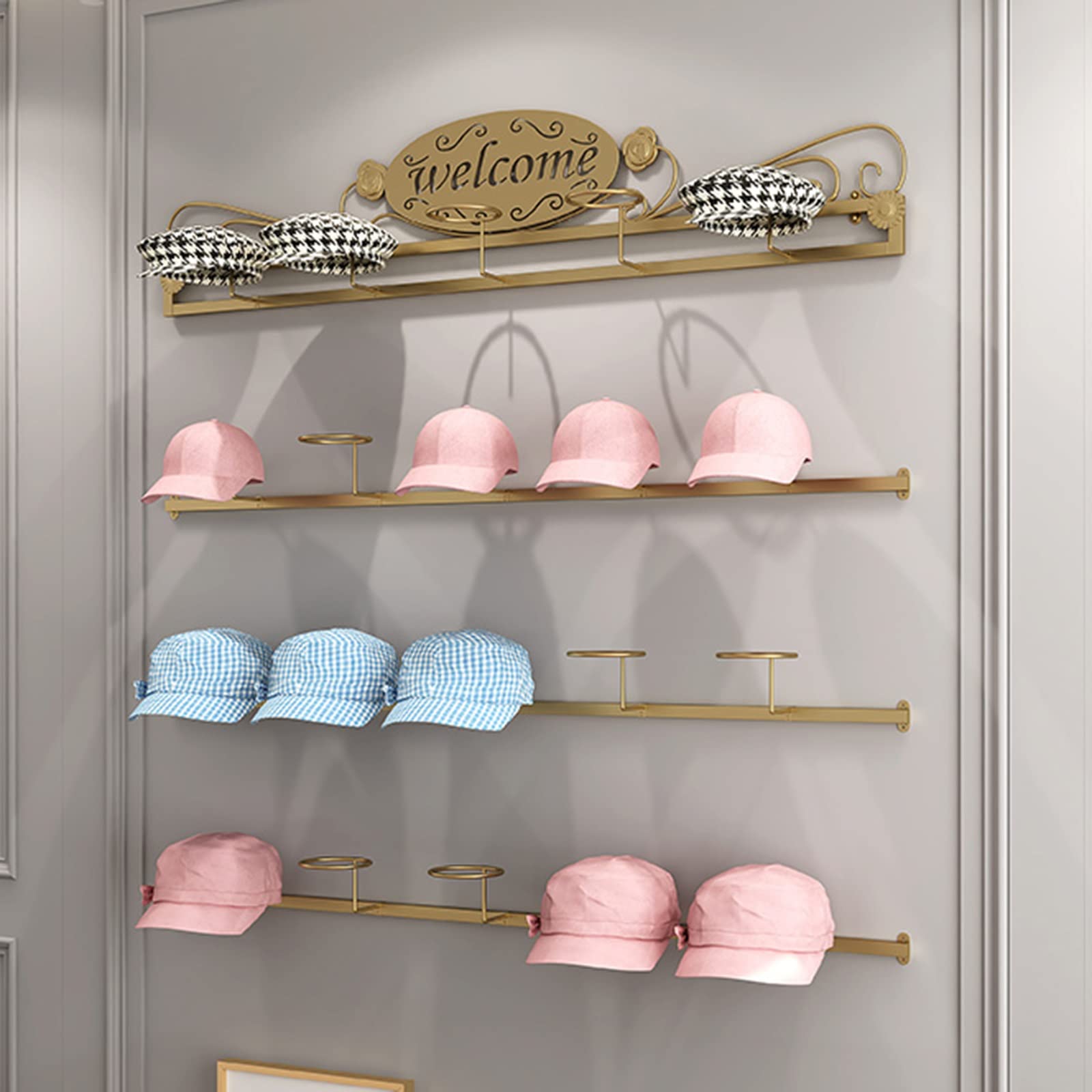 Soportes para Sombreros De Montaje En Pared para Gorras De Beisbol, Conjunto De 3 Modernos Soporte Organizador De Almacenamiento De Pelucas, para Armario/Dormitorio/Entrada