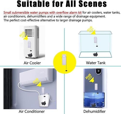 Miniatura 5 de Bomba de condensado pequeña mejorada para deshumidificador, elevación máxima de 7 pies, bombas de drenaje con sensor de nivel de agua, bomba de