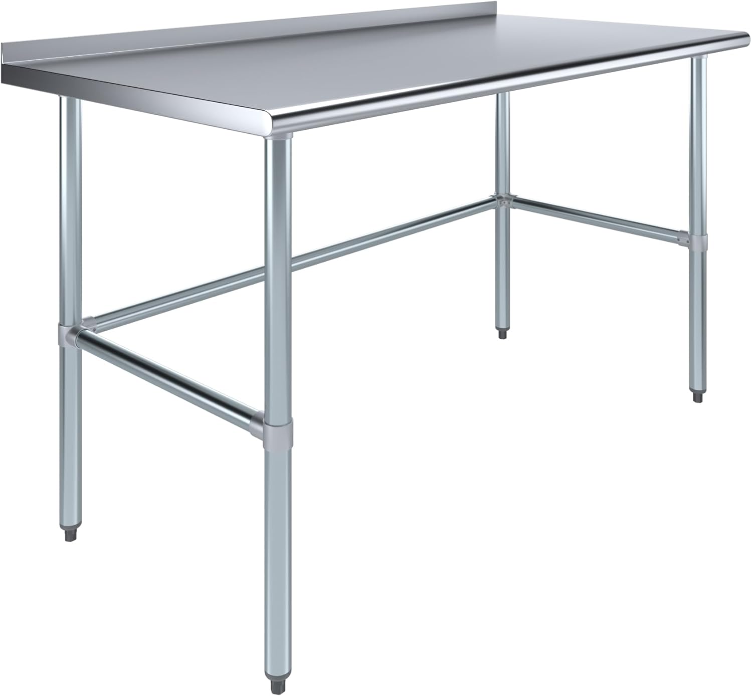 AmGood Stainless Steel Work Table Open Base with 1.5" Backsplash | Metal Kitchen Food Prep Table | NSF (60" Long x 30" Deep)