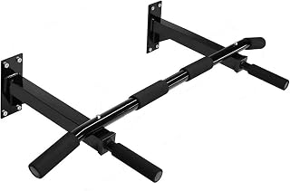 POWER FITNESS Wall Mounted Pull Up Bar/Chin Up Bar(Black) for Home