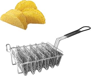 Felenny Frying Basket, Taco Basket Holds 6 Shells Deep Fryer Taco Holder Basket Taco Fry Basket with Grip Handle Kitchen Cooking Tool
