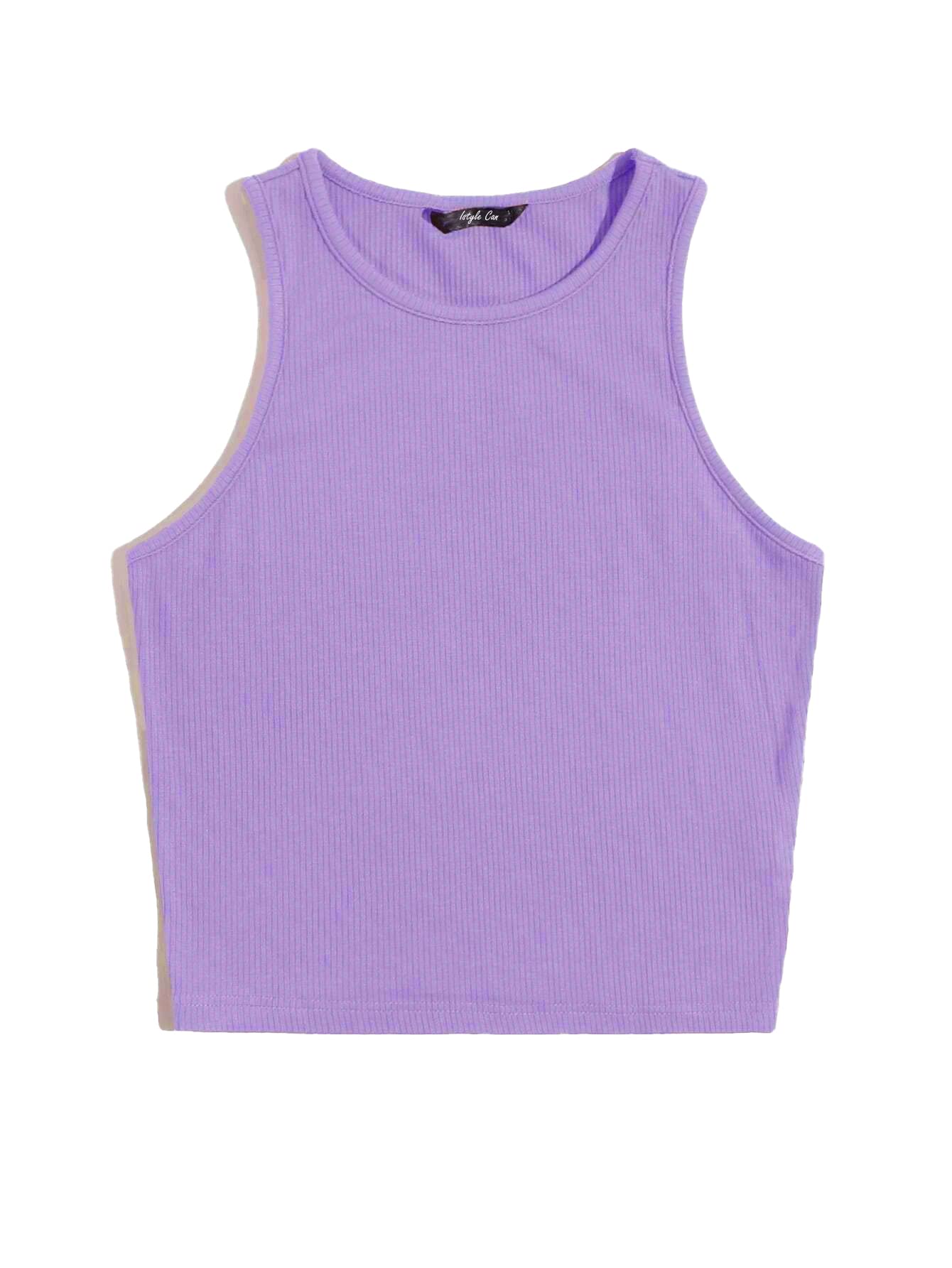 istyle can Women's & Girls' Solid Crew Neck Rib/Knit Sleeveless Stretchable Crop Slim Fit Tank Top-picture-54