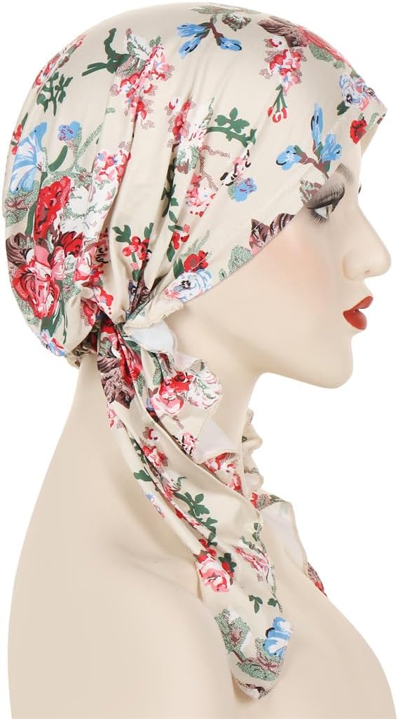 Pre -tied Bandana Headscarf Print Slip On Turban Hats Women Headwrap Caps Cancer Chemo Beanies Skull Headwear - Image 3