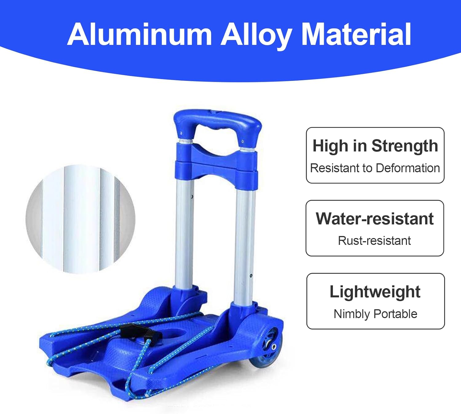 Car Seat Travel Carts, Foldable Luggage Cart with Wheels, Small Folding Hand Truck Dolly, Collapsible Cart Rolling Portable Dolly for Airport Travel Moving Use (Blue)