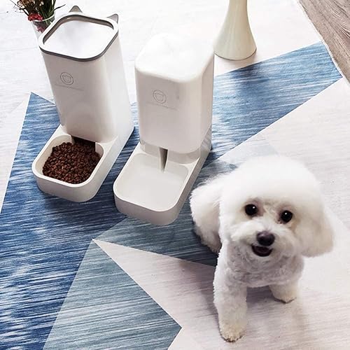 Miniatura 7 de XhuangTech Juego de alimentador automático, dispensador de agua de 1 galón y alimentador de alimentos para mascotas de 4.6 lbs, bebedero y comedero