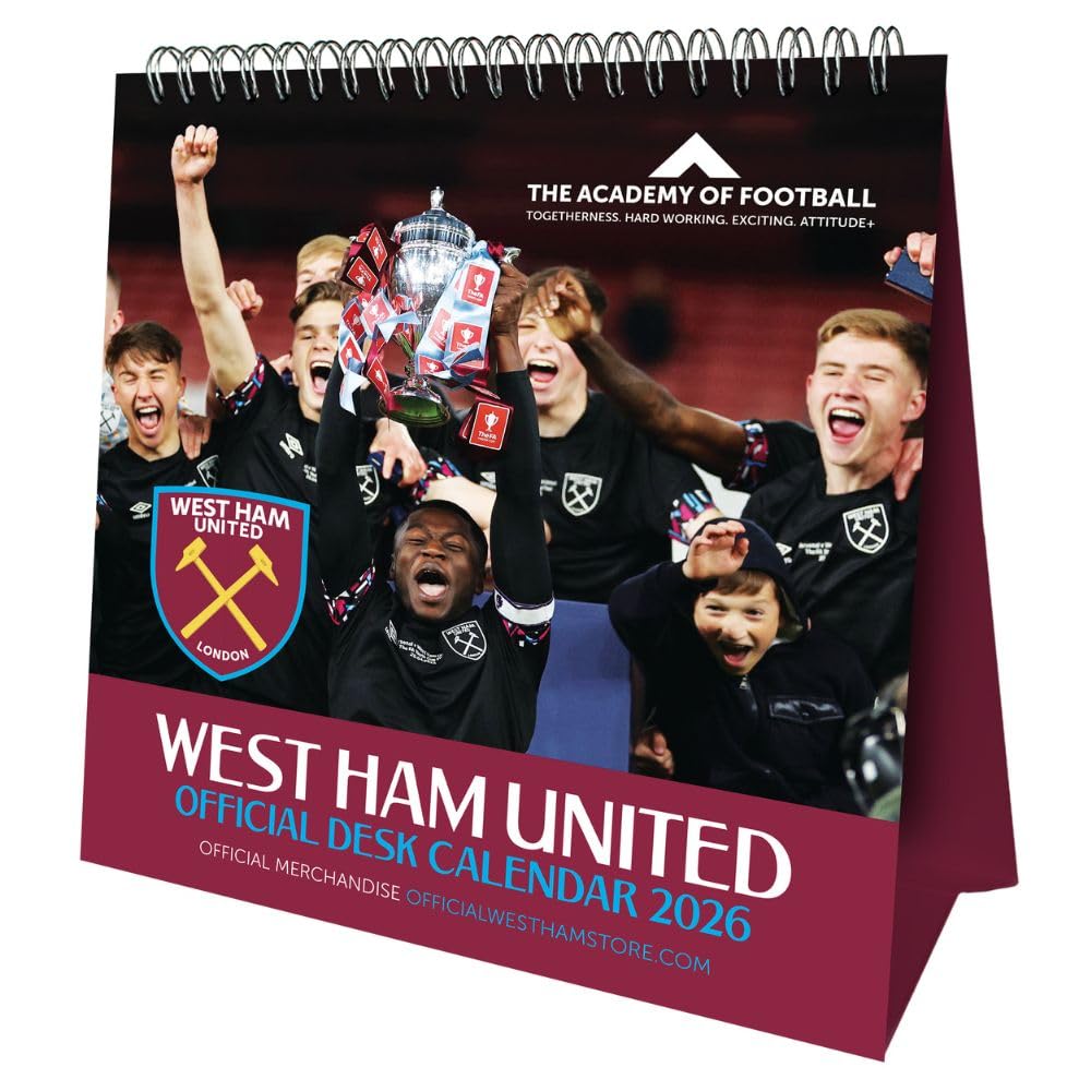 West Ham United FC, Easel Desk Calendar 2026, Desk Calendars, Gift