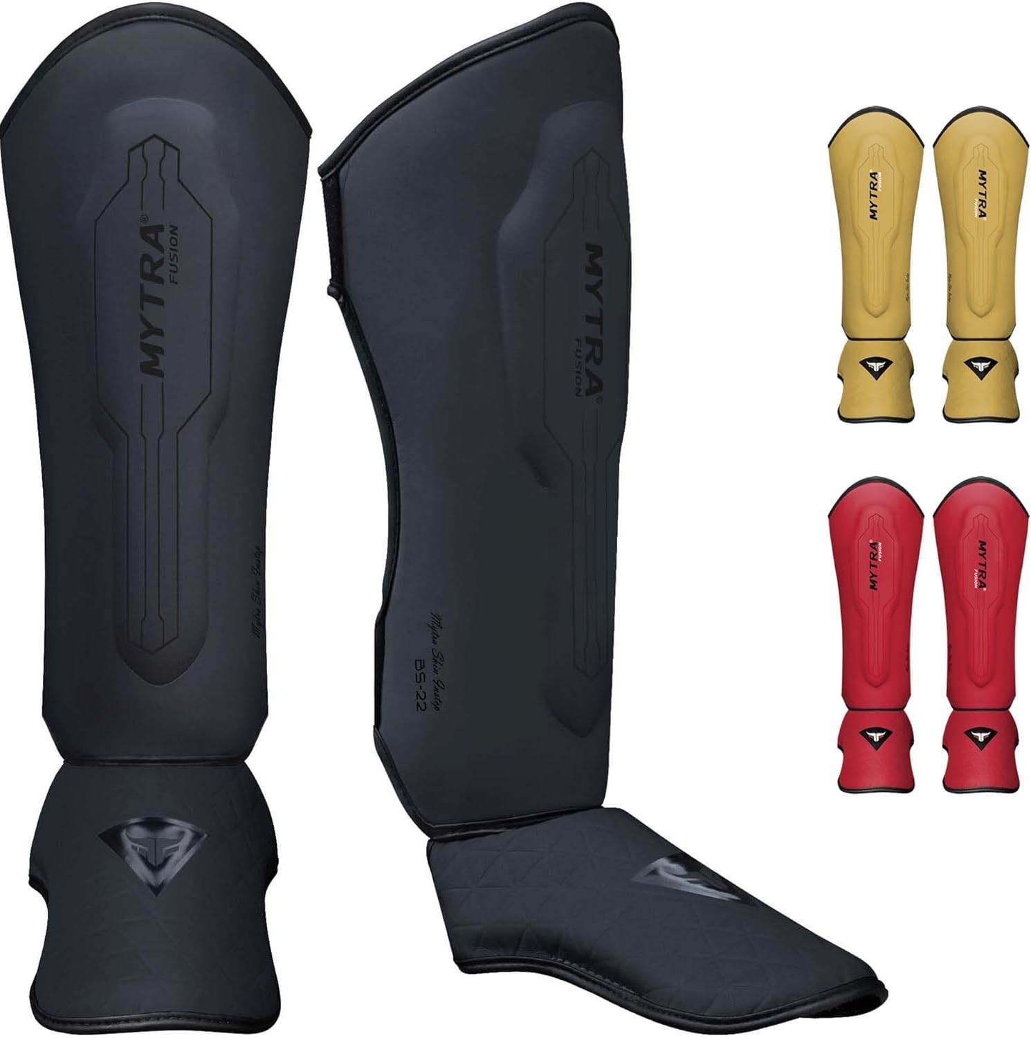 Mytra Fusion Protege Tibia Boxe MMA, Muay Thai Shin Instep Protection Protege Tibia Boxe Enfant pour Kickboxing, Training, BJJ, Sparring, Boxing Gear et Arts Martiaux