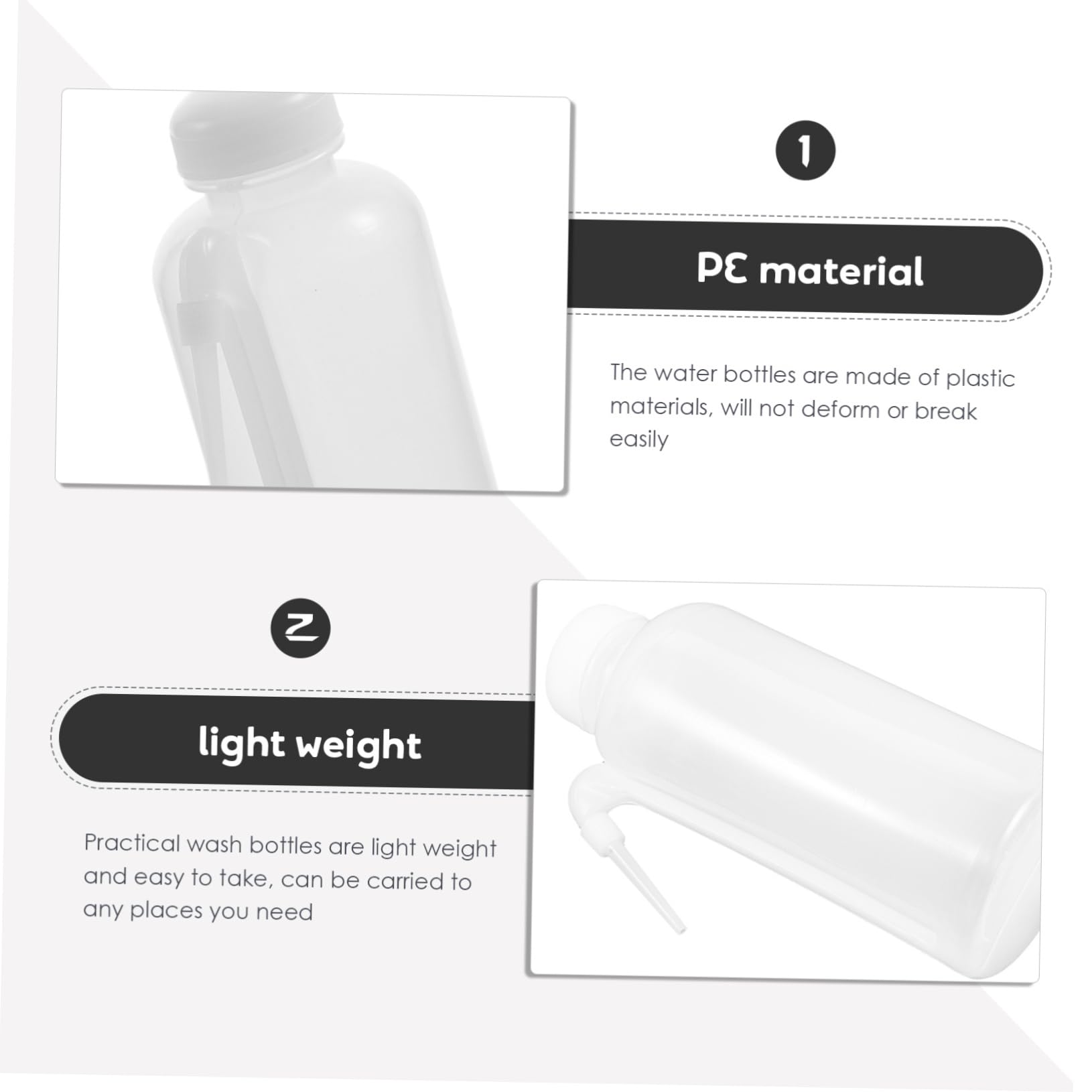 Cabilock 3 Pack Water Squeeze Bottles Eyelash Wash Plastic Modern Design Leakproof 500ml