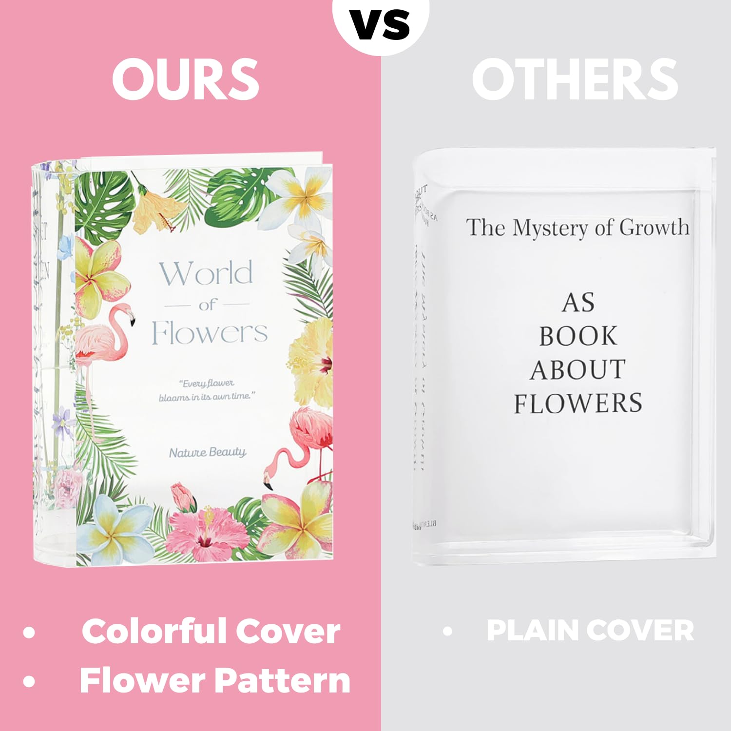 PORPAN Book Acrylic Flower-Shaped Vase, Clear Book, Modern Decor for Home Bedroom, Living Room, Office, Set of 2 - Image 4