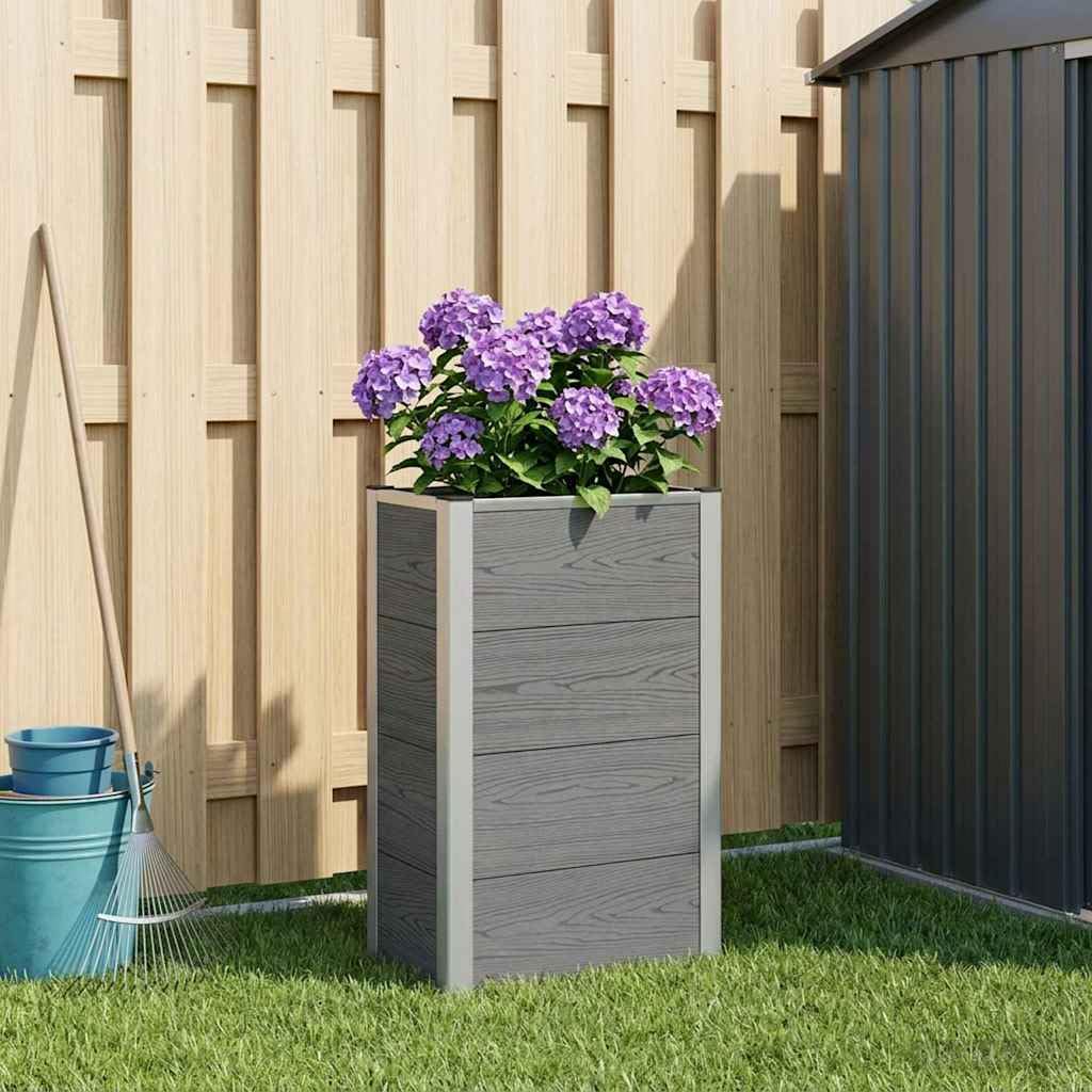 Bancal elevado de aluminio y WPC gris un huerto urbano elegante de alta resistencia