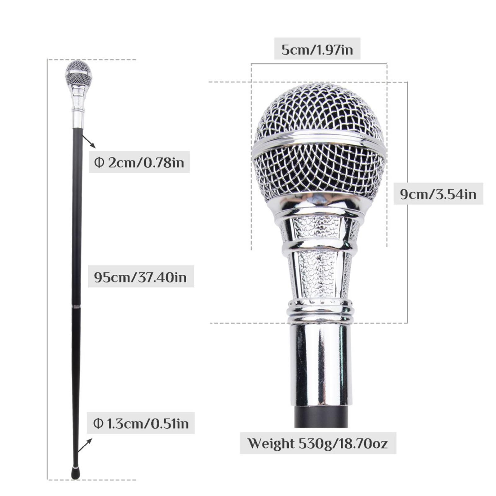 Bastone da Passeggio con Microfono - Canta Mentre Passeggi con Questo Ausilio per la Mobilità a Forma di Microfono Il Bastone da Sogno per Gli Amanti Del Karaoke, 37,4 Pollici