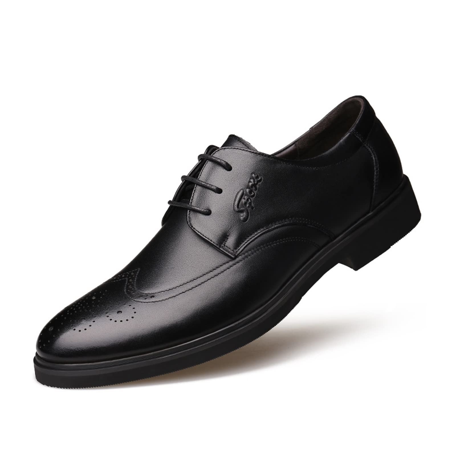CARZE Obuwie męskie Brytyjskie buty biznesowe Formalne skórzane buty Broquechamp Men's Shoes buty męskie(Black,43)