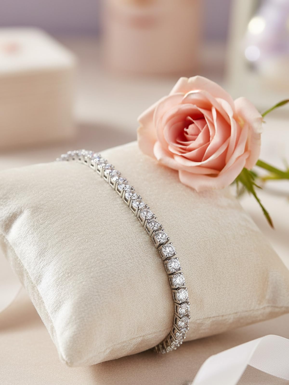 Braccialetto tennis da donna con zirconia cubica 5A, placcato al rodio/oro giallo, ipoallergenico, gioiello per compleanno, matrimonio, anniversario