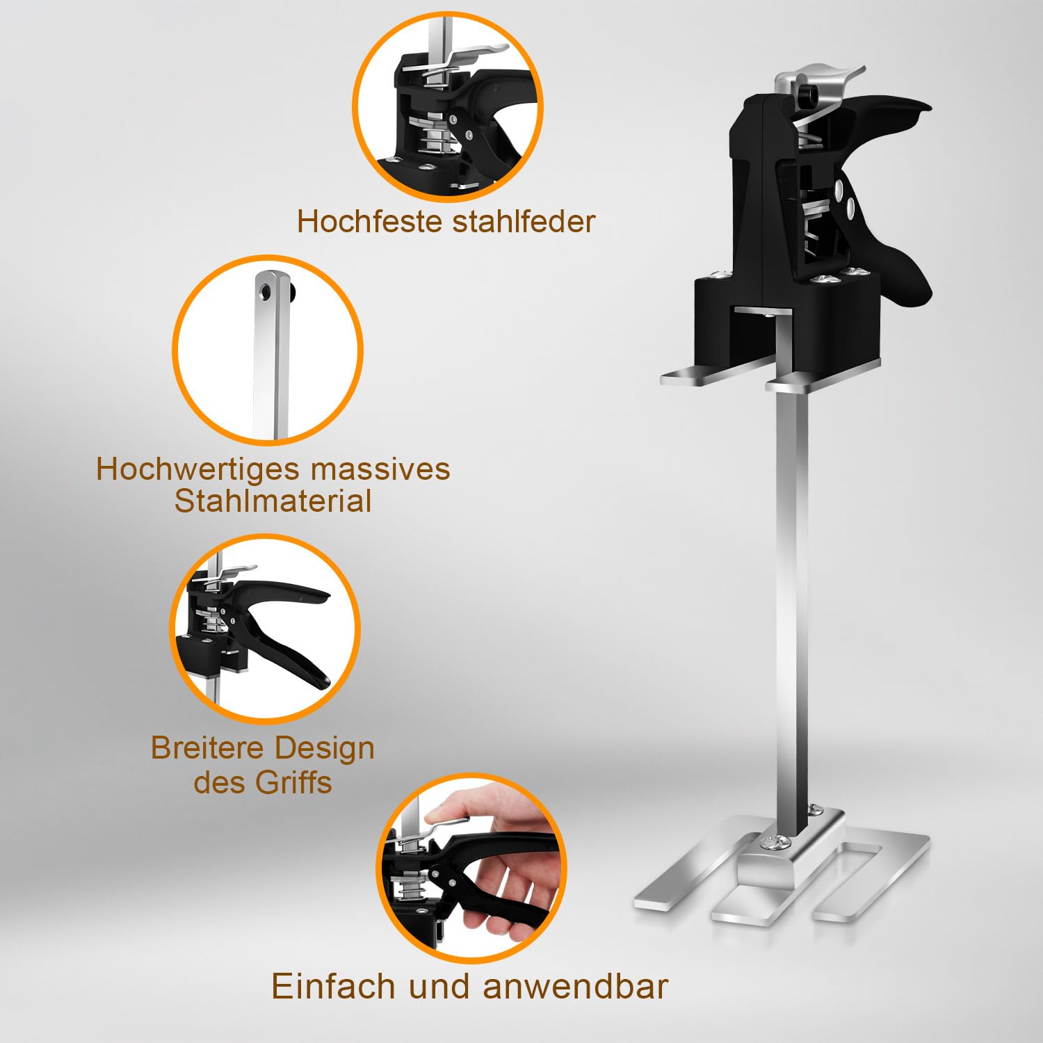 4 Stück Arbeitssparender Möbelheber, 30cm Handwerkzeugheber, arbeitssparender Armwagenheber, Hub 0-200mm, bis 240kg, verstärkte Tragscheiben, ergonomischer Griff