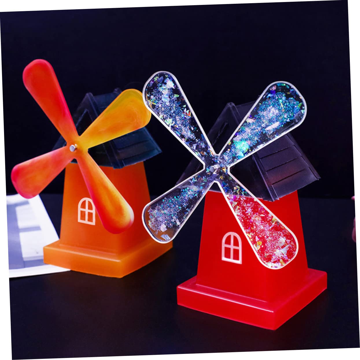 Lurrose 4ensembles Moule Silicone pour Windmill Moulage Rotatif avec Accessoires pour Décorations Artisanales Facile à Démouler Et Réutilisable