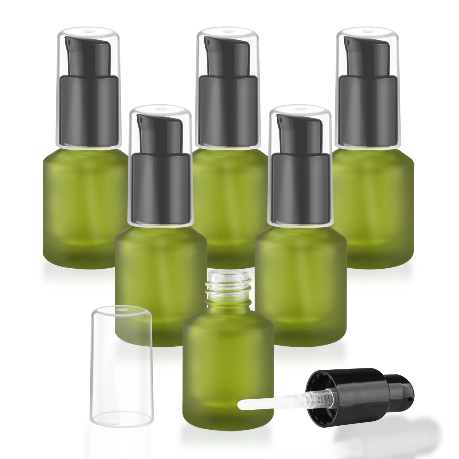 6 Pcs Empty Glass Pump Bottles Refillable Cream Lotion Bottles Travel Sample Bottle Cosmetic Dispenser Bottle Containers For Lotion Cream Emulsion