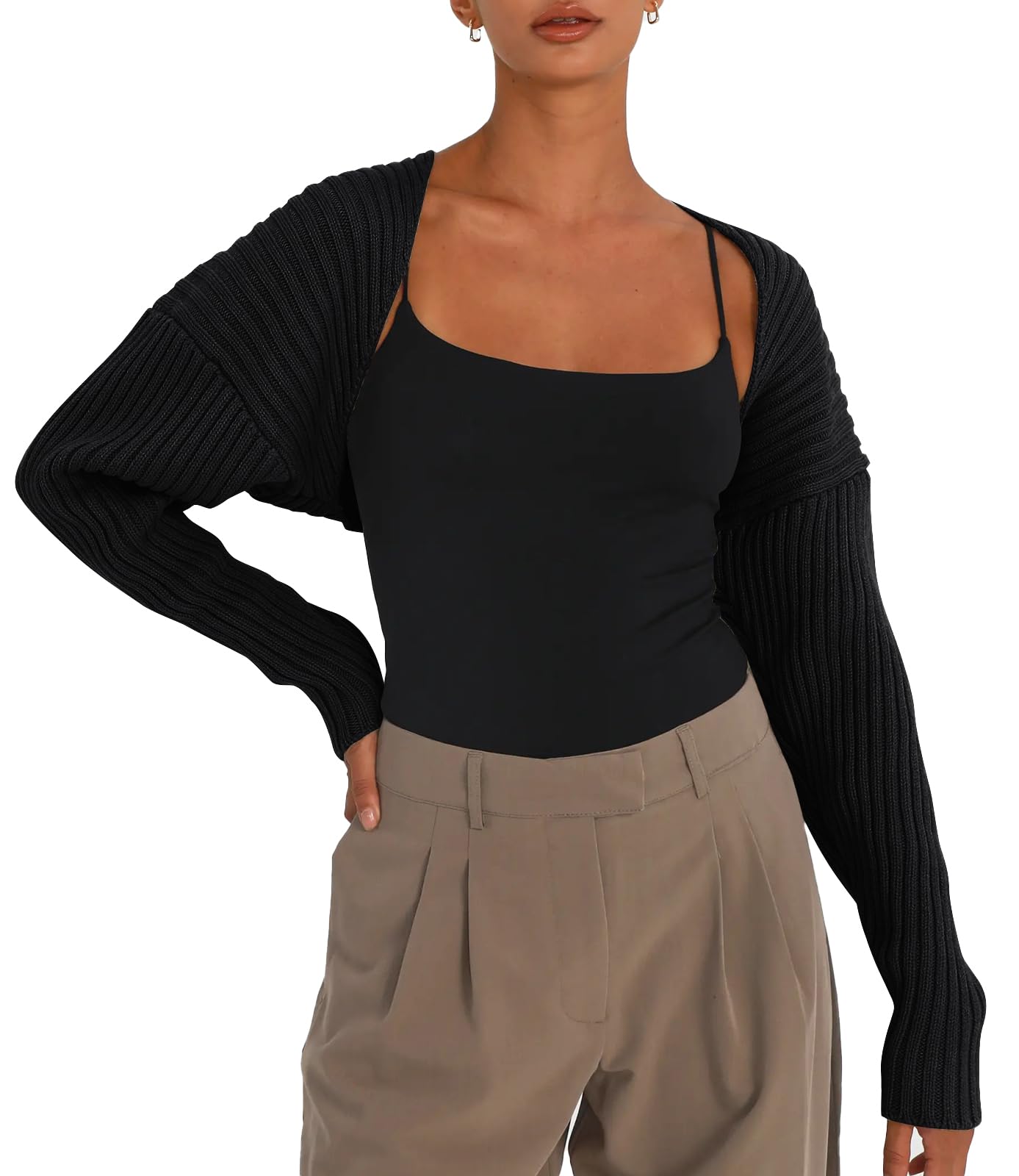 LILLUSORY Y2K Bolero Fall Long Sleeve Cardigan Cropped Open Front Shrug 2023 Sweater Women