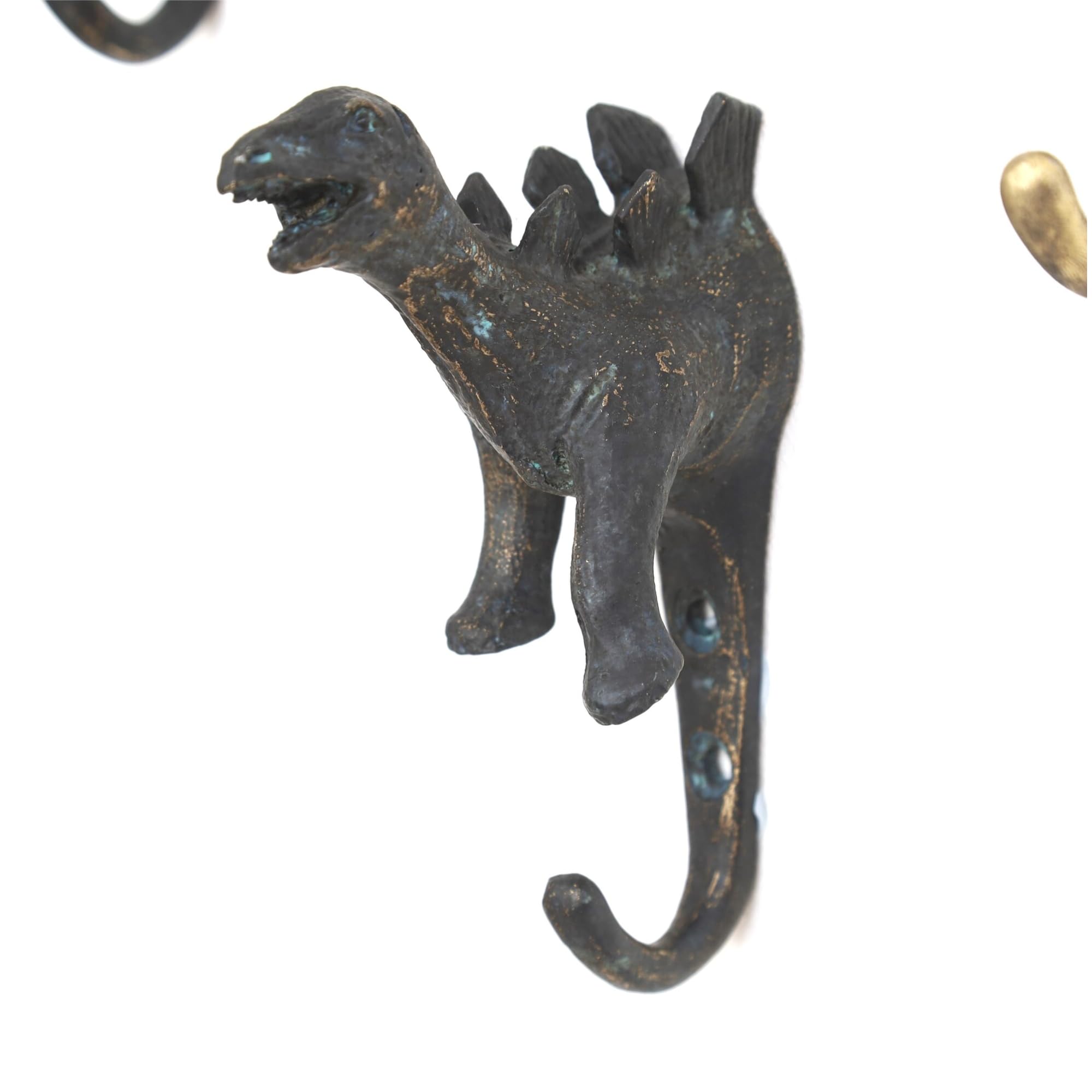 Fyne-Finds Animal Dinosaur Shaped Metal Vintage Coat Keys Hat Wall Mounted Hanger Hook Kids Boys (Stegosaurus)