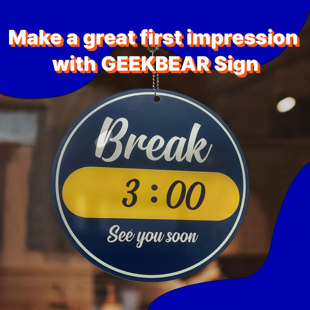 GEEKBEAR Modern, Retro, or Vintage Acrylic Business Deco Sign - Unique Design, Durable (10. Break Time) - Image 2