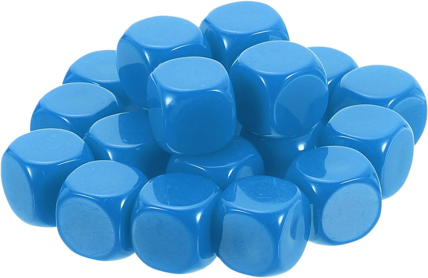 uxcell 20Pcs Rounded Blank Six Sided Dice 16mm/0.6inch Acrylic Dice Cube with Smoothed Surface for Party Board Game DIY Craft Counting Teaching, Lake Blue