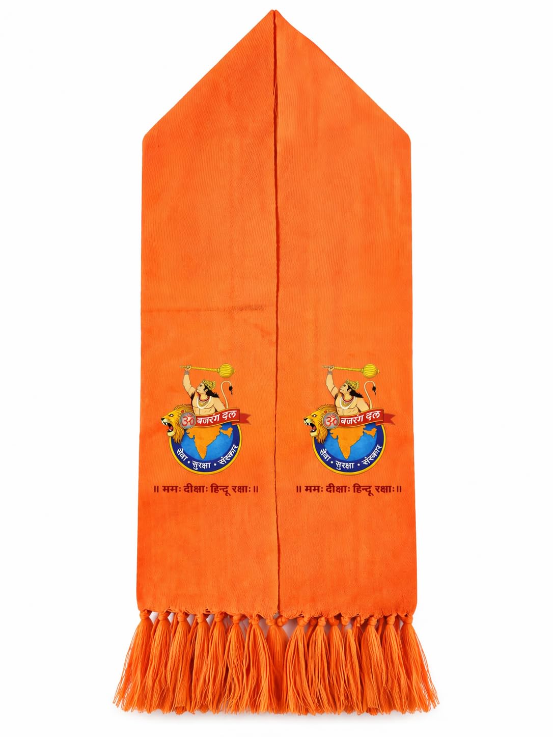 shrim aaradhya Bhagwa Bajrang Dal Printed Religious Fatka Stole for Men, Orange, Cotton, with Tassels, One Size-picture-22