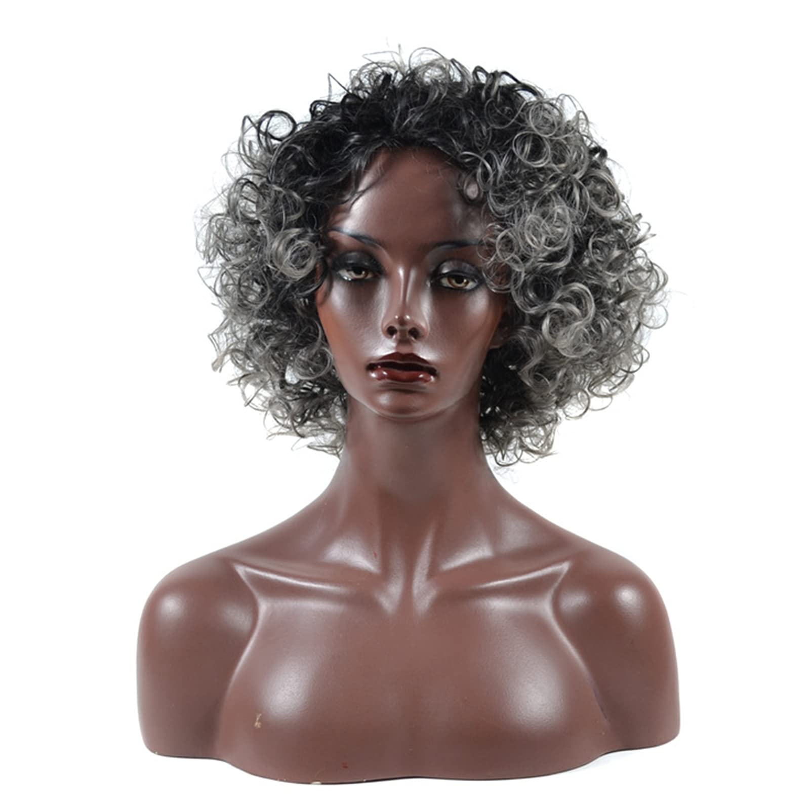 Perruque noir gris argenté haut de gamme LWZ petit couvre-chef
