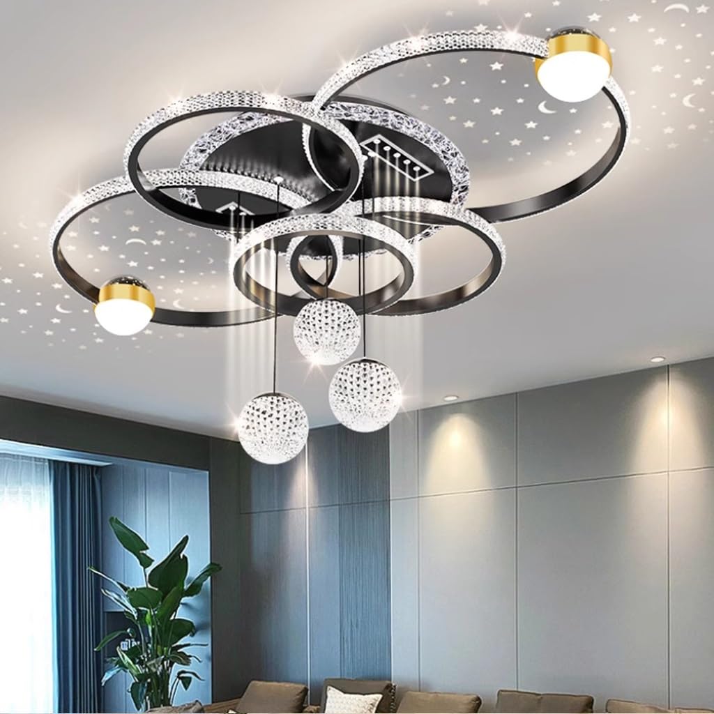 Plafonnier LED En Cristal Moderne À Intensité Variable Avec Télécommande, Couleur De La Lumière/luminosité Réglable, Lampe De Salon, Chambre À Coucher, Cuisine Et Bureau En Cristal Acrylique(White)