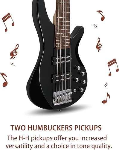 Miniatura 10 de Ktaxon Bajo eléctrico de 6 cuerdas, bajo eléctrico para principiantes con pastilla profesional H-H, selector de pastilla de 3 vías, cable premium,