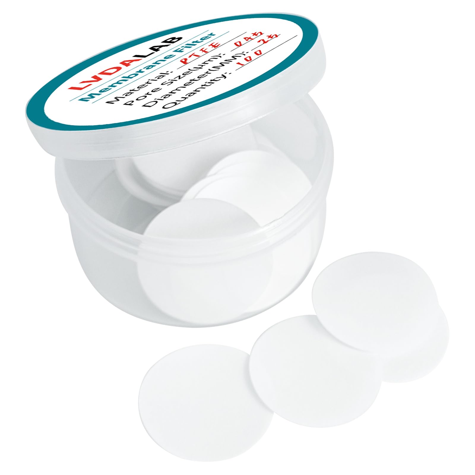 PTFE Membrane Filter, Hydrophobicity Membrane Disc Filters, 25 mm Diameter, 0.45µm Pore Size Pack of 100, Non-Sterile-image-39