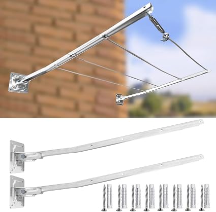 Kit Stendibiancheria Da Esterno A Puleggia – 40,5 M Di Filo, 2 Carrucole, Separatori E 4 Ganci, Resistente Con Rivestimento PVC
