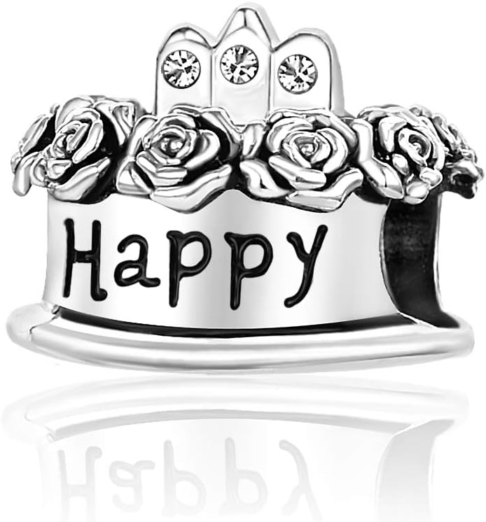 Silver Birthstone Charms Compatible with Pandora Charms Bracelets Cubic Zirconia Happy Birthday Bead for Women - Image 2
