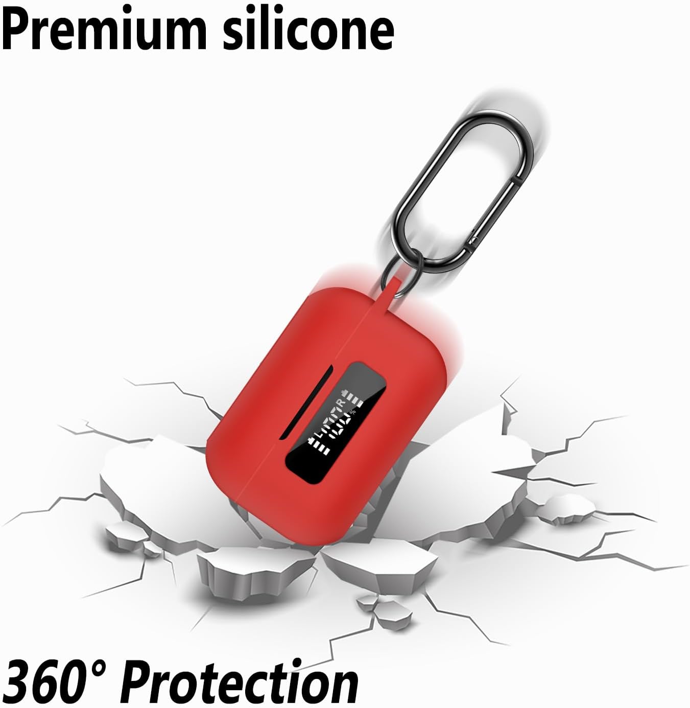 Geiomoo Silicone Case for TOZO NC9 2024, Protective Cover with Carabiner (Red) - Image 4