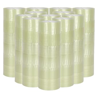 verpacking Polypropylene Tape 50 mm x 66 m Transparent [Design Colour & Quantity Selectable] Extra Quiet Unrolling Parcel Tape Packing Tape Packaging Tape 72 Rolls