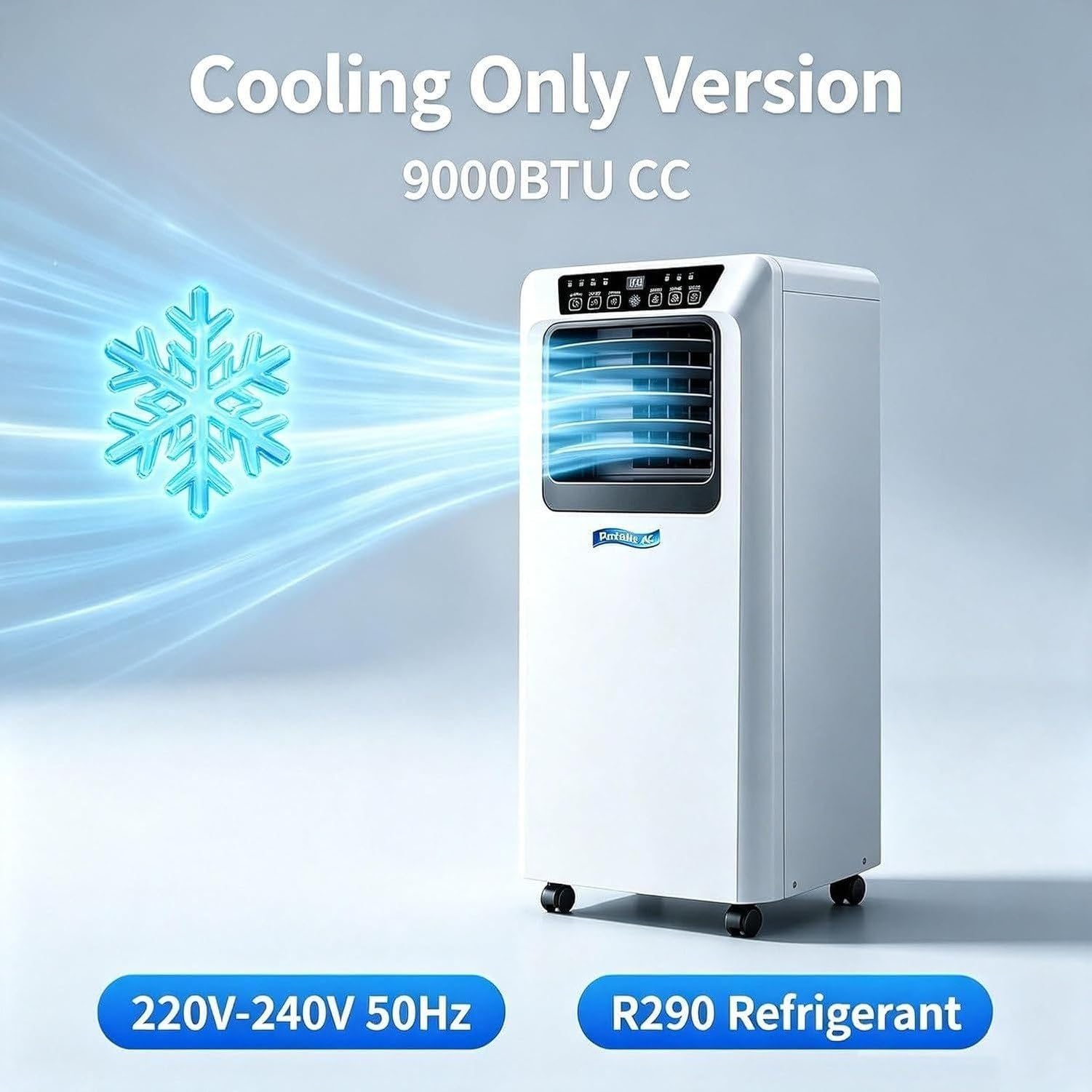 Aire Acondicionado Portátil 14000 BTU 2 en 1 Frío y Calor, Enfriador de Aire Compacto con Ruedas para Habitación, Salón y Oficina, Unidad Móvil, 9000 Btu, 9000 BTU