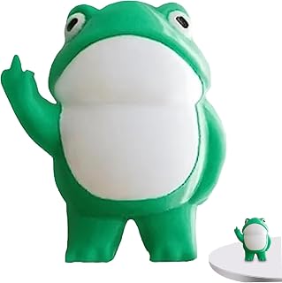 1PC Rebellious Frog Figurine Cute 3.15 Inch Miniature Frog Garden Statue Resin Middle Finger Frog Ornament Gifts Indoor Home Desktop Decor.
